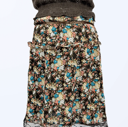 Midirock Blumenmuster Spitze Whimsy Fairy Seide Teos vintage Onlineshop