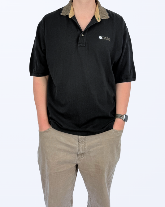 Tommy Hilfiger Poloshirt schwarz Kragen gestreift beigebraun XL Teos vintage Onlineshop