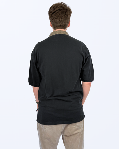 Tommy Hilfiger Poloshirt schwarz Kragen gestreift beigebraun XL Teos vintage Onlineshop