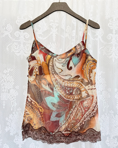 Top Boho Style Paillietten Paisley Muster Festival Sommertop