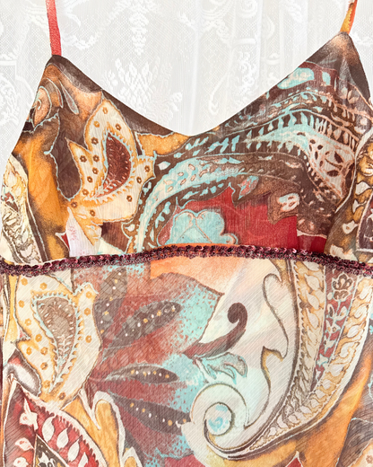 Top Boho Style Paillietten Paisley Muster Festival Sommertop