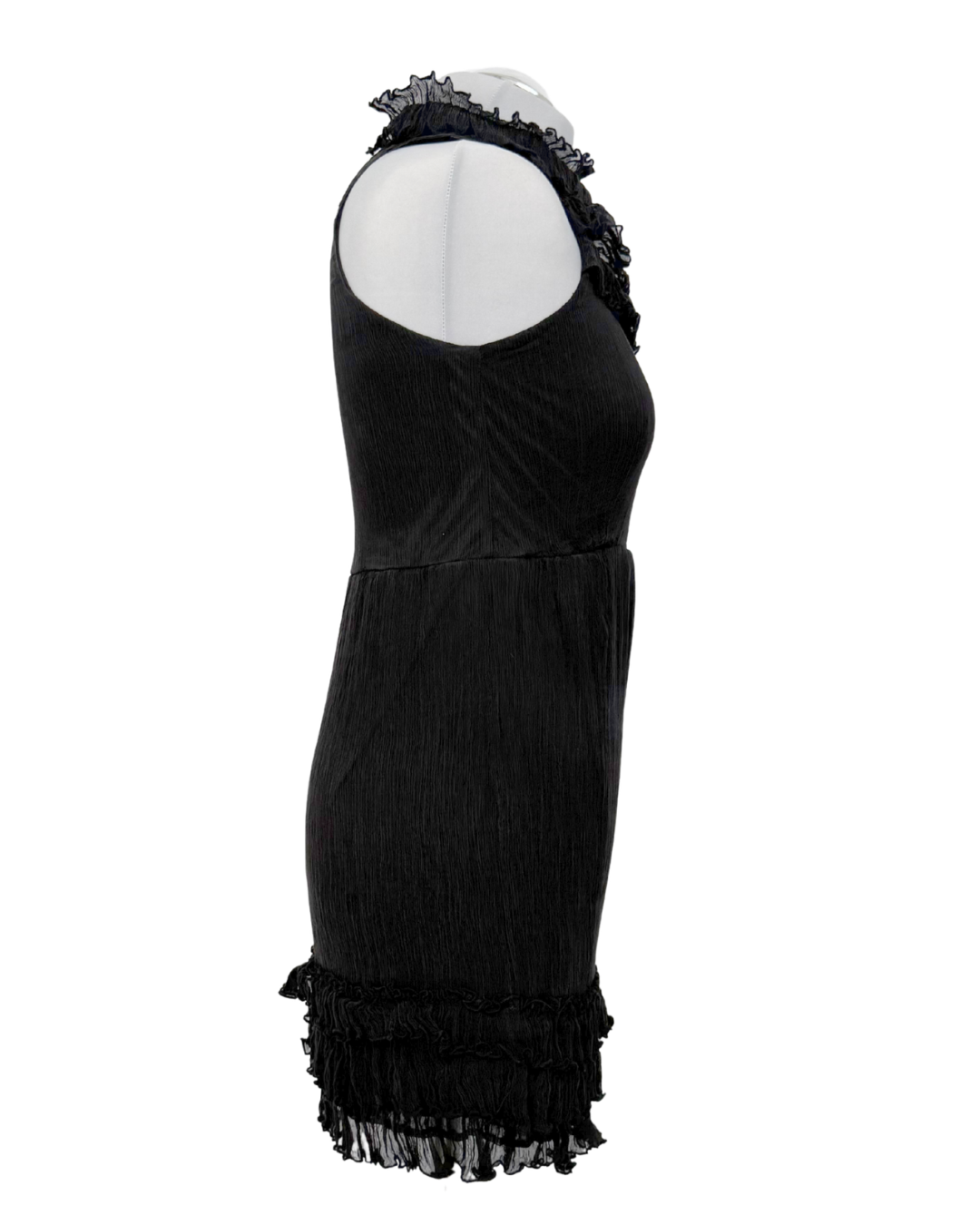 Traffic People Minikleid Seide schwarz Rüschen Neckholder