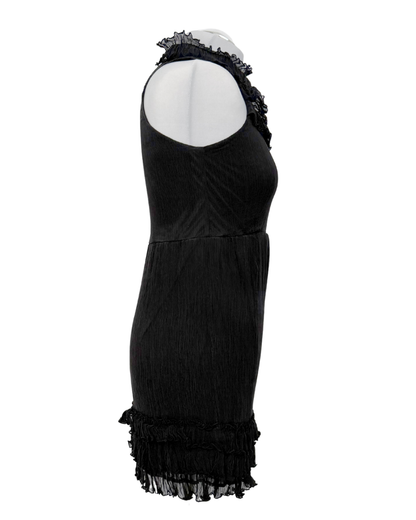 Traffic People Minikleid Seide schwarz Rüschen Neckholder