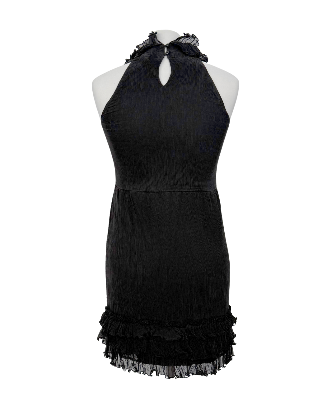Traffic People Minikleid Seide schwarz Rüschen Neckholder