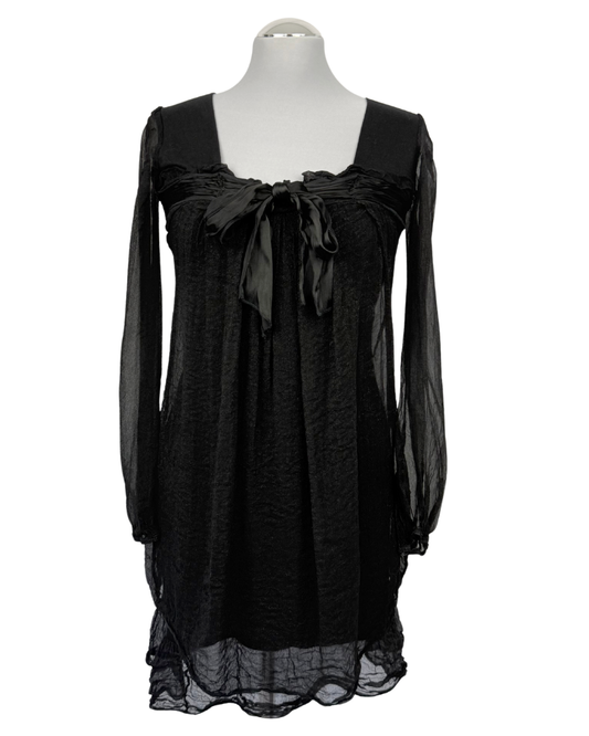 Verso Kleid Seide schwarz Glitzer Gr. M Teos vintage Onlineshop