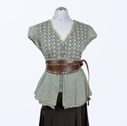 Nile Kurzarmbluse Cottage Core Boho Teos Vintage Online Shop
