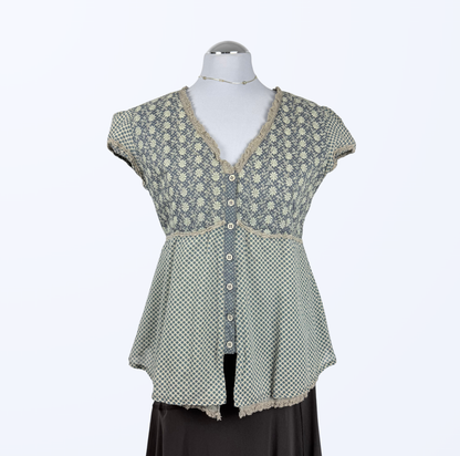 Nile Kurzarmbluse Cottage Core Boho Teos Vintage Online Shop