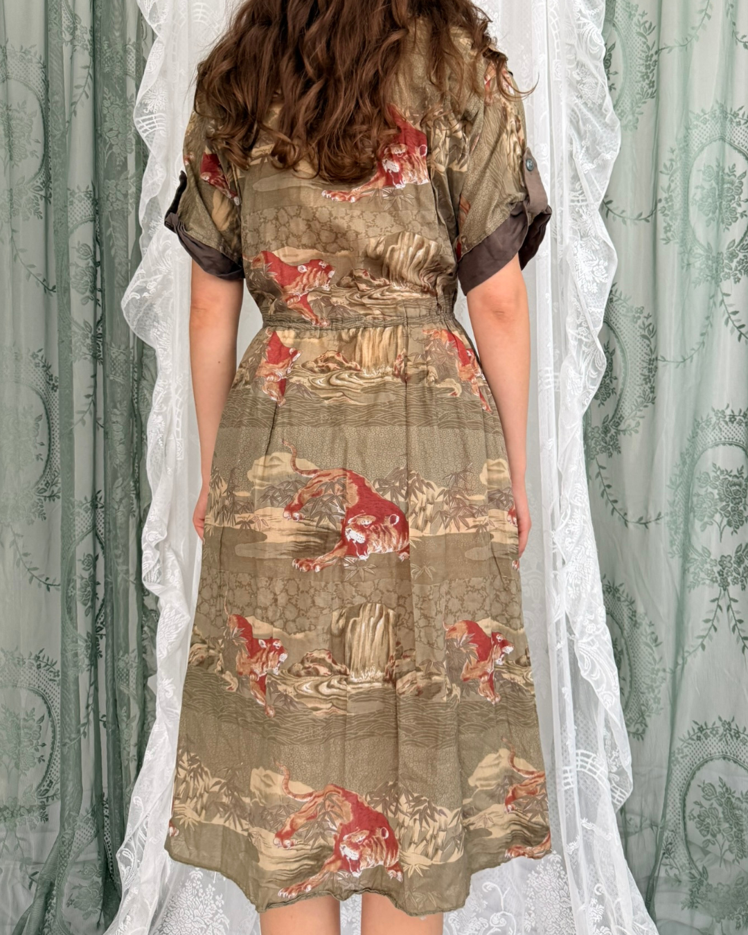 Vintage Betty Barclay Maxikleid Tiger Muster Jungle Style Herbst Sommer Teos Vintage Online Shop