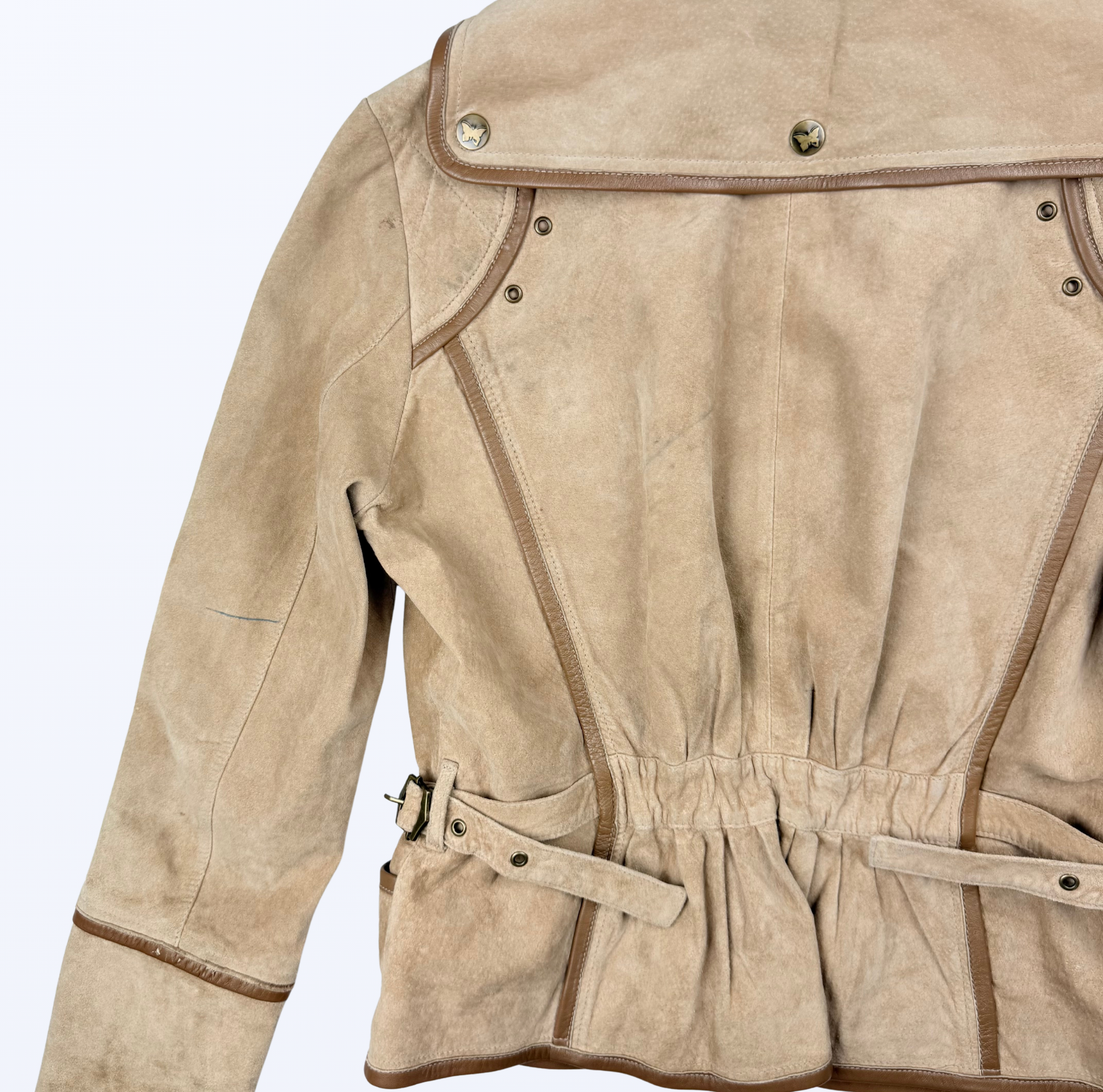 Vintage Biba Lederjacke beige Teos Vintage Onlineshop