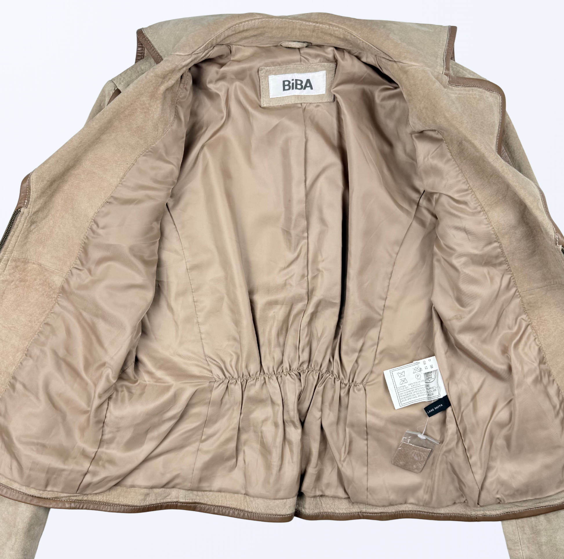 Vintage Biba Lederjacke beige Teos Vintage Onlineshop