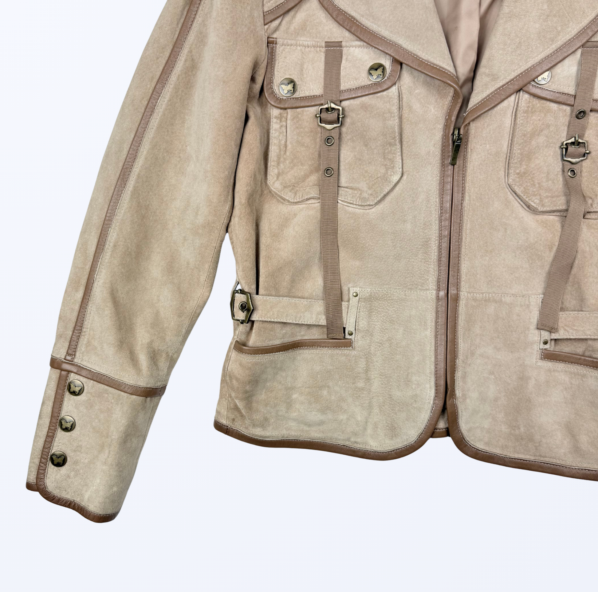 Vintage Biba Lederjacke beige Teos Vintage Onlineshop