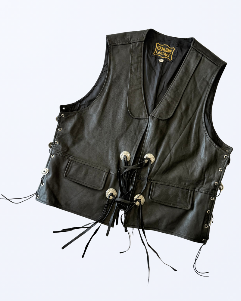 Cowboy Weste mit Fransen Boho Festival Echtleder Teos Vintage Onlineshop