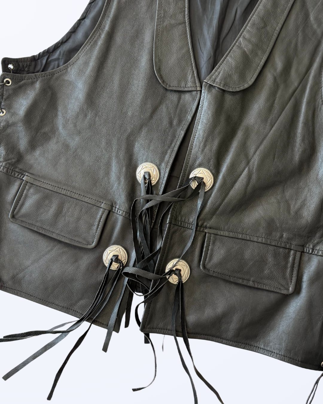 Cowboy Weste mit Fransen Boho Festival Echtleder Teos Vintage Onlineshop