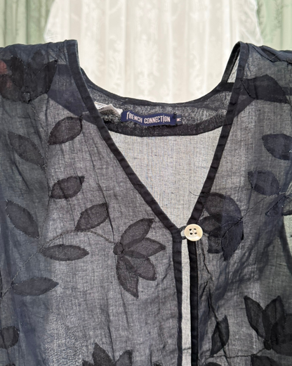 Vintage French Connection Top Weste dunkelblau semitransparent Teos Vintage Online Shop Second Hand Stuttgart