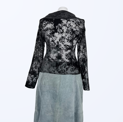 Vintage Gabbiani Bluse Blumenmuster Samtkragen goth whimsical whimsy Teos Vintage Onlineshop