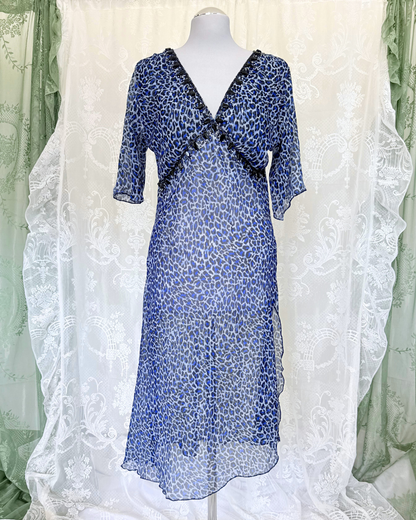 Vintage Leomuster Kleid Pailletten Steine y2k 90s whitchy whimiscal whimsy