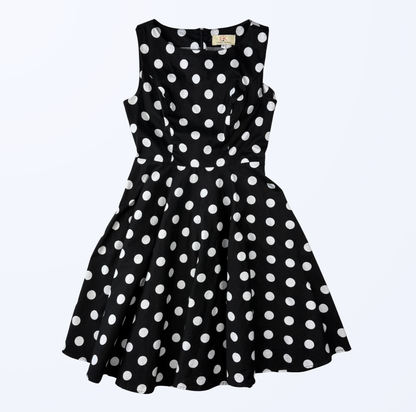 Vintage Grace Karin Polka Dots Midikleid schwarz weiß