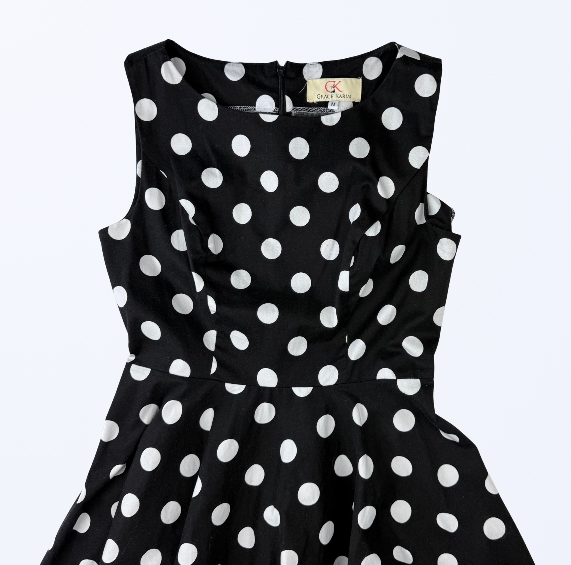 Vintage Grace Karin Polka Dots Midikleid schwarz weiß