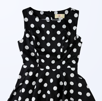 Vintage Grace Karin Polka Dots Midikleid schwarz weiß