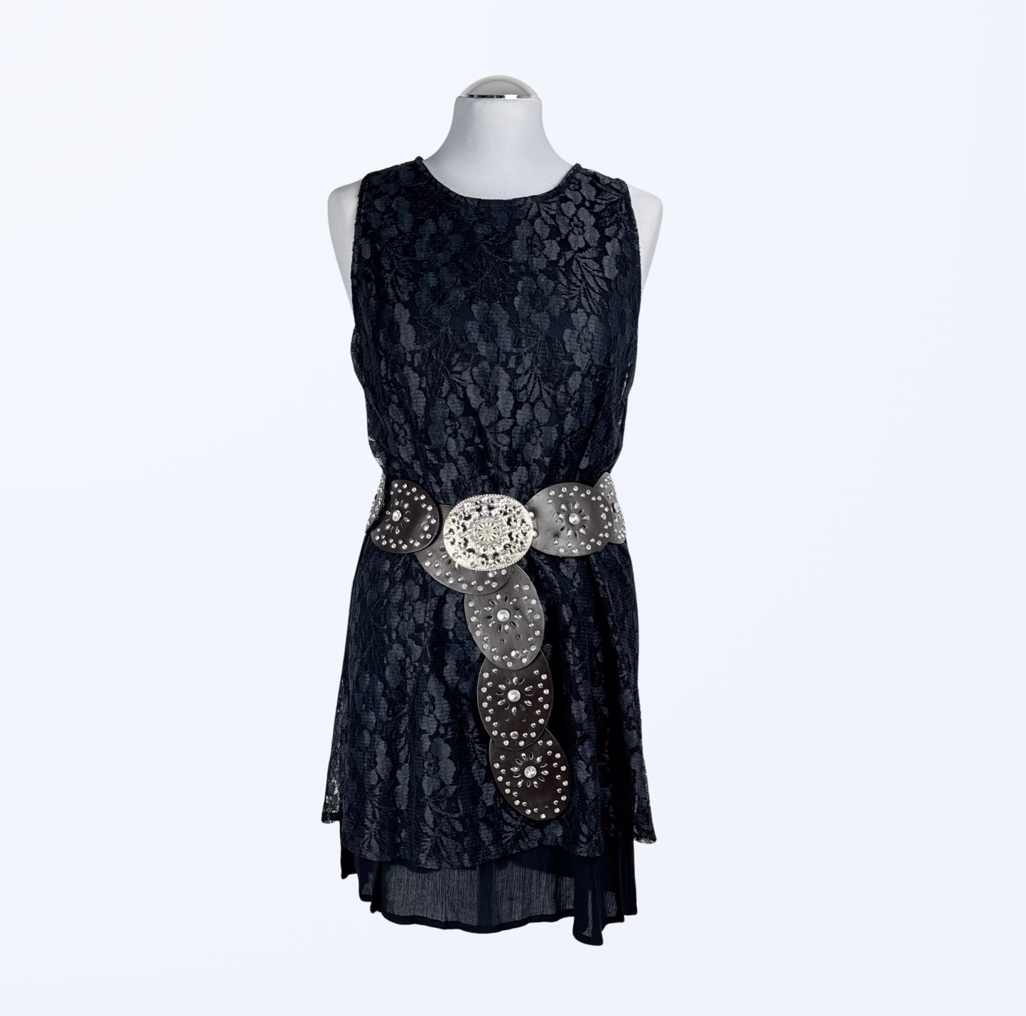 Vintage Spitzenkleid In Mouve schwarz Minikleid kleines schwarzes Teos Vintage Onlineshop