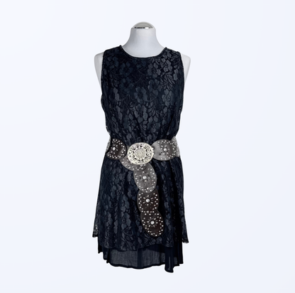 Vintage Spitzenkleid In Mouve schwarz Minikleid kleines schwarzes Teos Vintage Onlineshop
