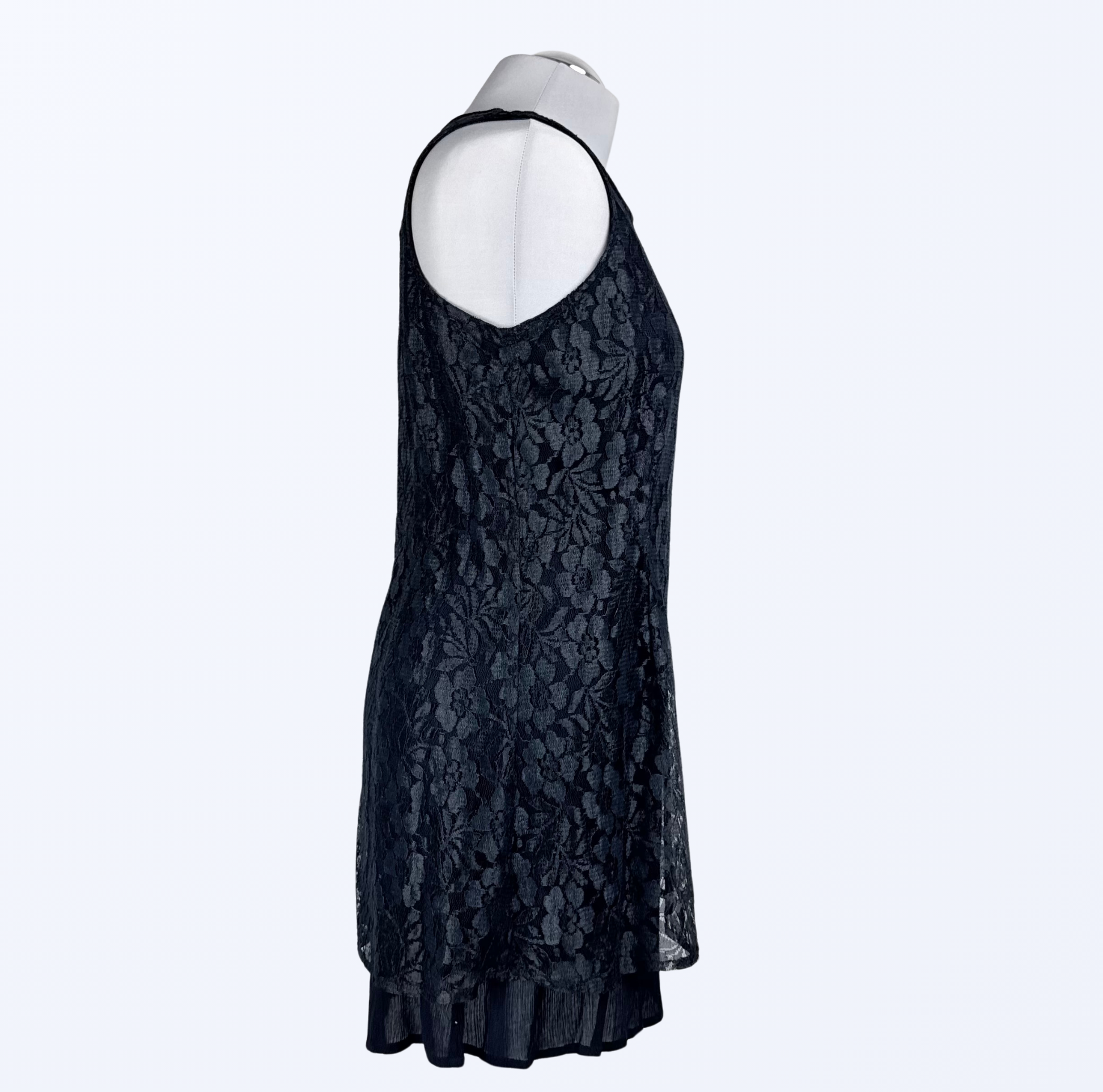 Vintage Spitzenkleid In Mouve schwarz Minikleid kleines schwarzes Teos Vintage Onlineshop