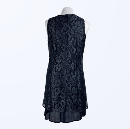 Vintage Spitzenkleid In Mouve schwarz Minikleid kleines schwarzes Teos Vintage Onlineshop