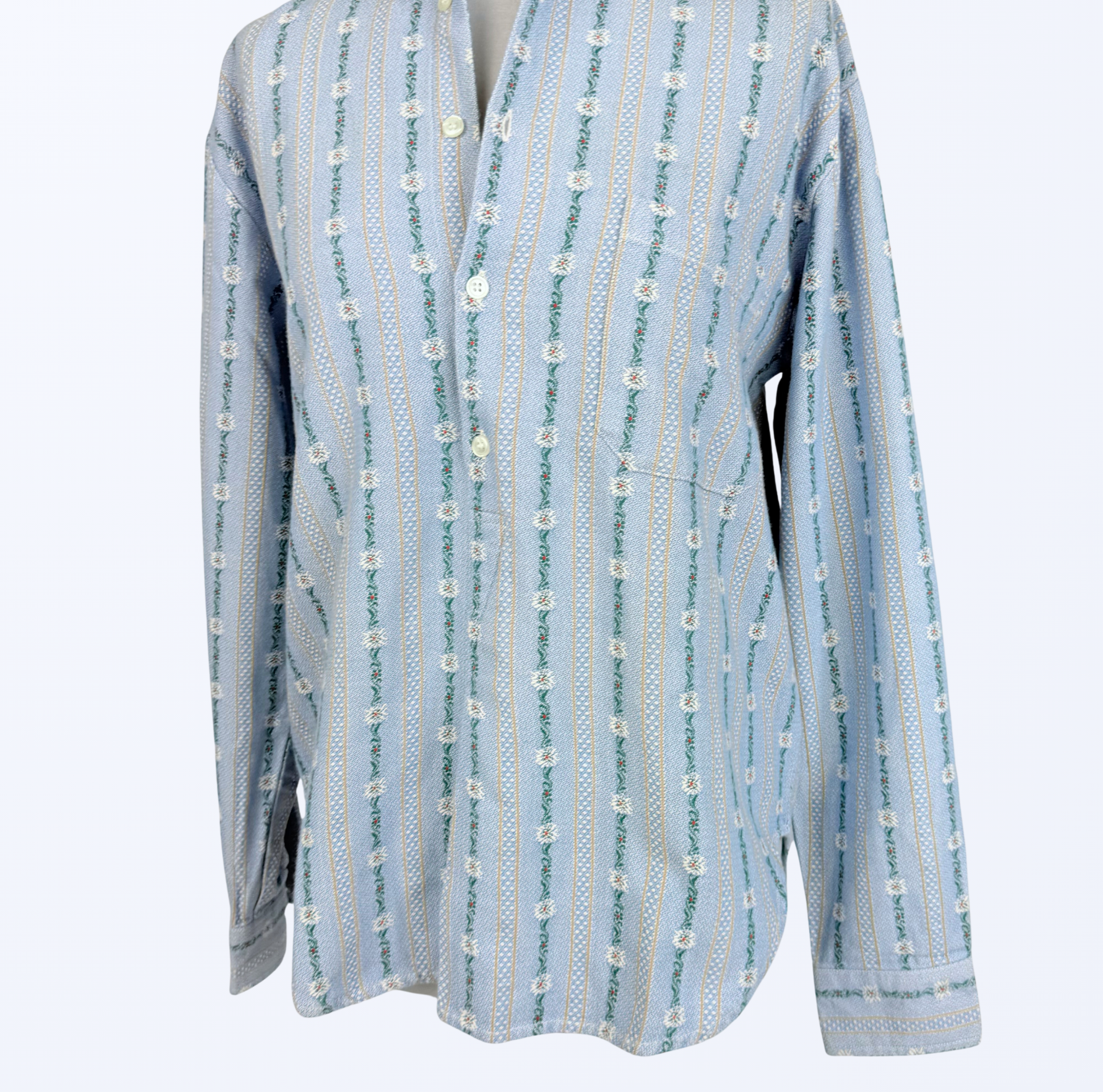 Vintage Langarmbluse Blumenmuster cottage core hellblau