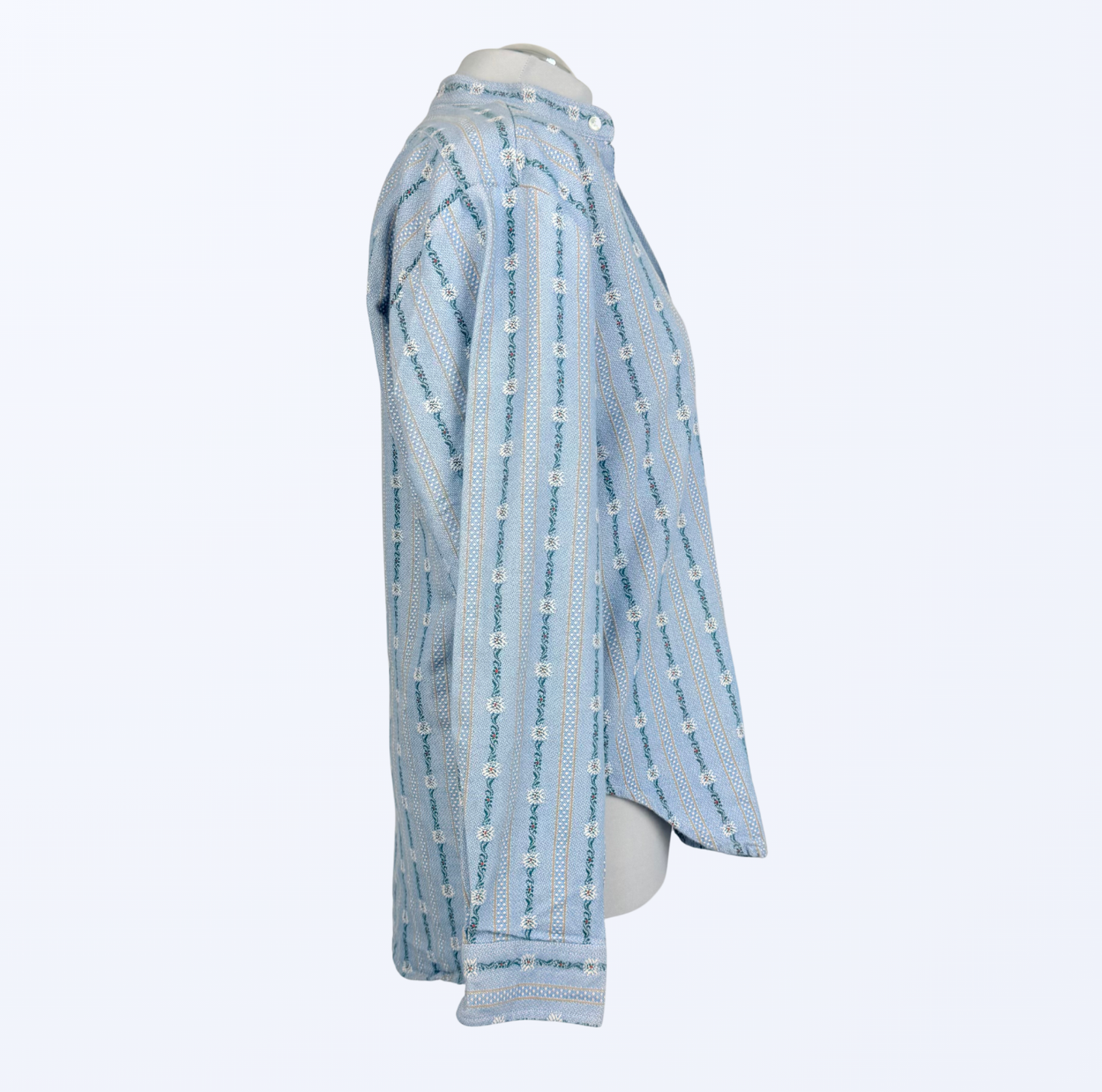 Vintage Langarmbluse Blumenmuster cottage core hellblau