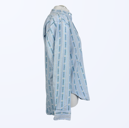 Vintage Langarmbluse Blumenmuster cottage core hellblau