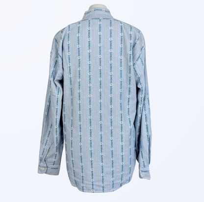 Vintage Langarmbluse Blumenmuster cottage core hellblau