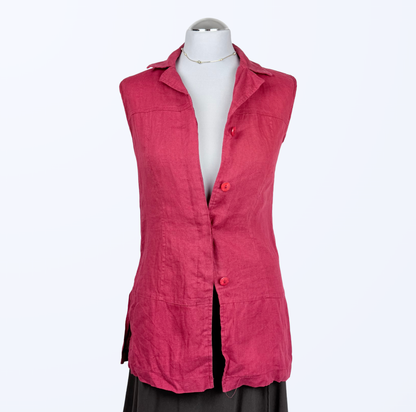 Leinenbluse lang geschnitten rot Teos Vintage Onlineshop