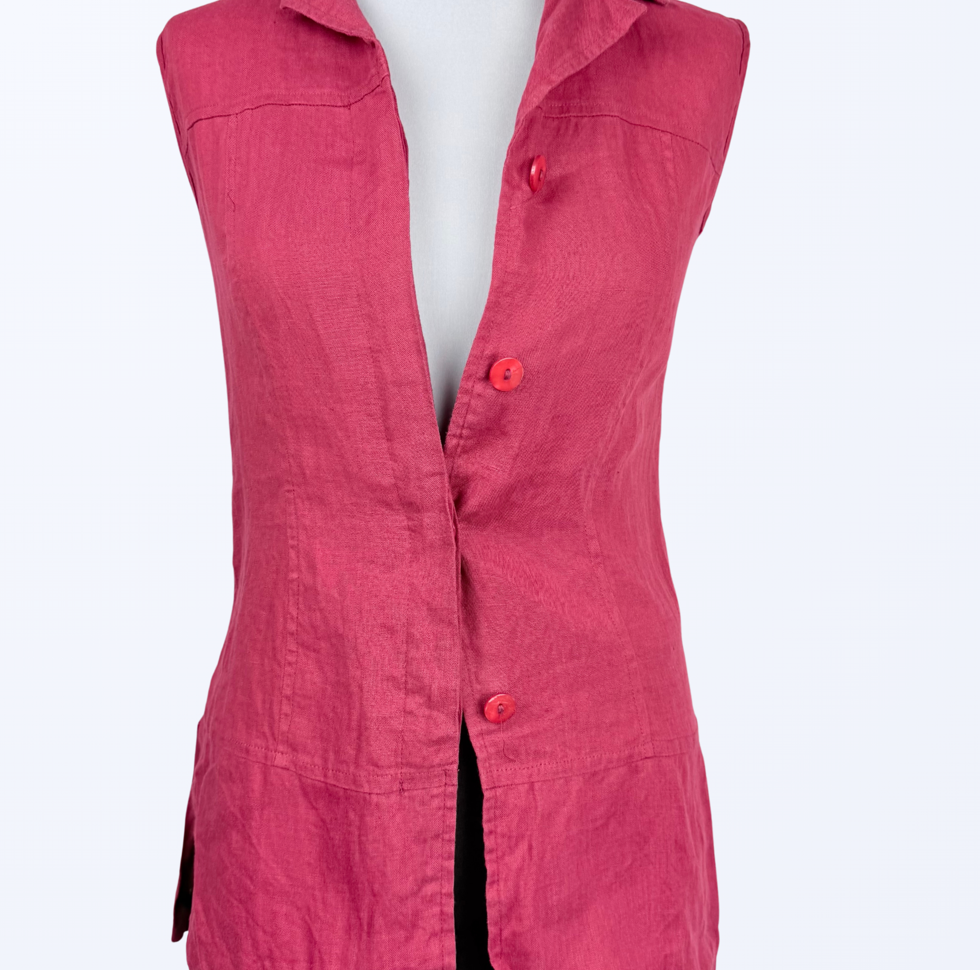 Leinenbluse lang geschnitten rot Teos Vintage Onlineshop
