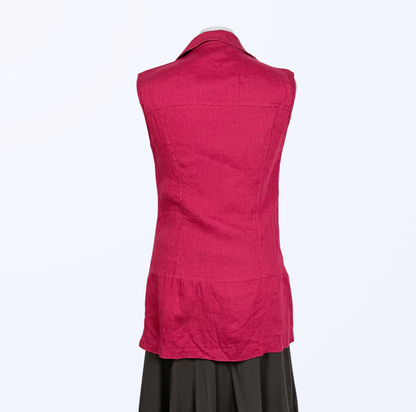 Leinenbluse lang geschnitten rot Teos Vintage Onlineshop
