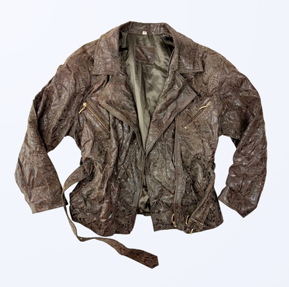 Vintage Lederjacke Animalprint 90s 80s Teos Vintage Onlineshop