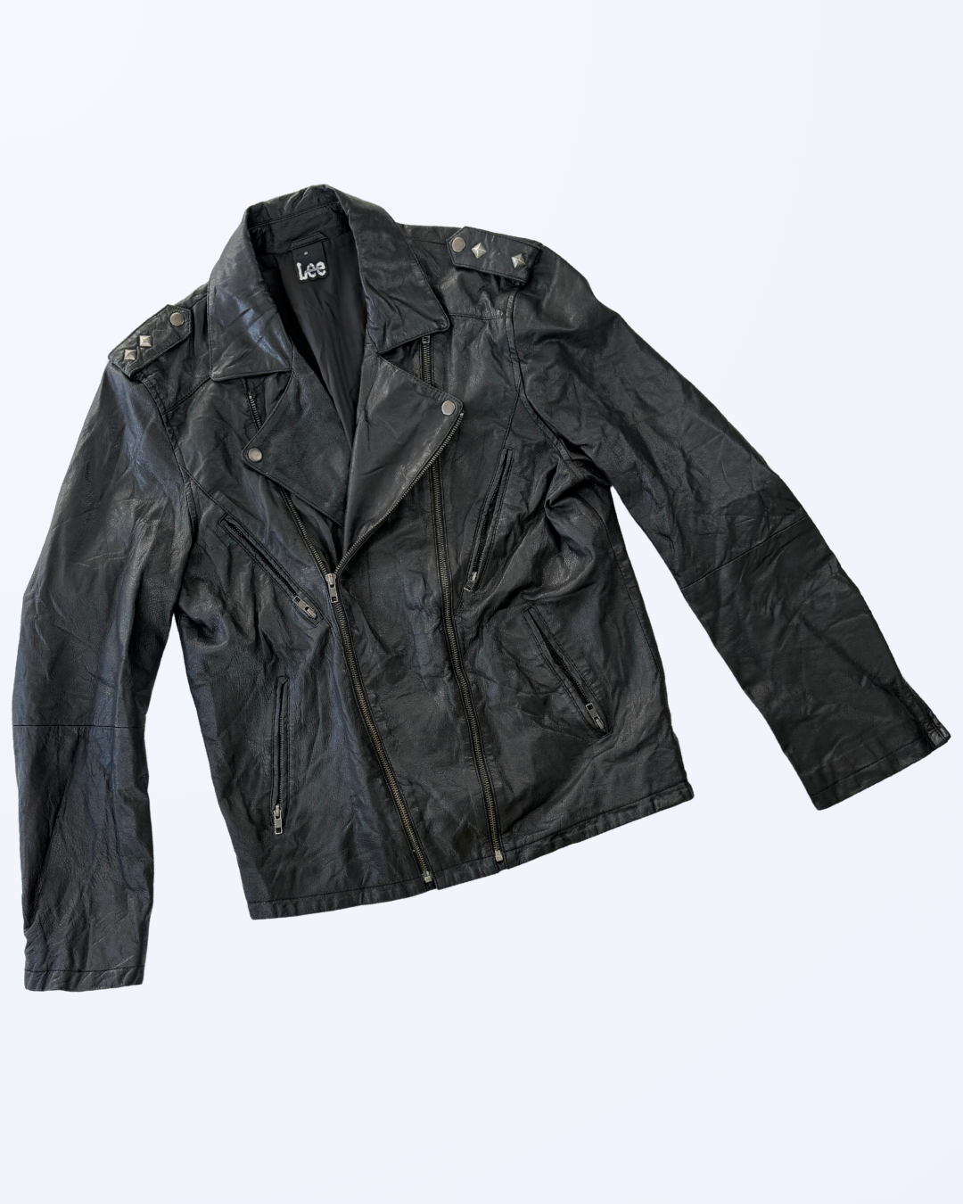 Vintage Lee Lederjacke schwarz Bikerjacke 90s Style Lederjacke Teos Vintage Onlineshop