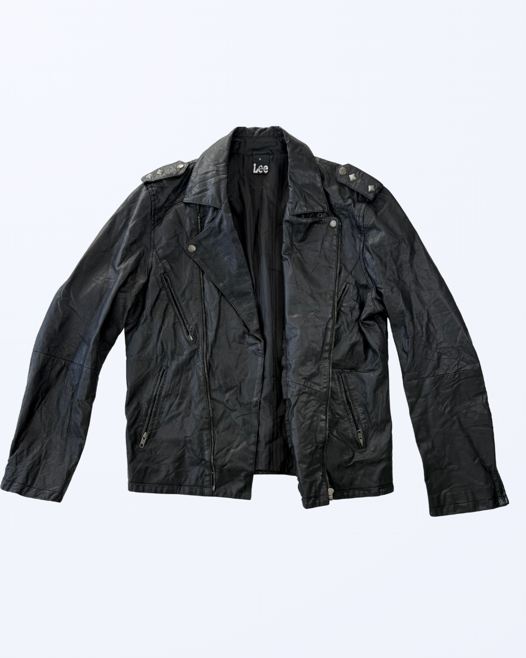 Vintage Lee Lederjacke schwarz Bikerjacke 90s Style Lederjacke Teos Vintage Onlineshop