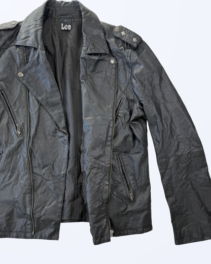 Vintage Lee Lederjacke schwarz Bikerjacke 90s Style Lederjacke Teos Vintage Onlineshop