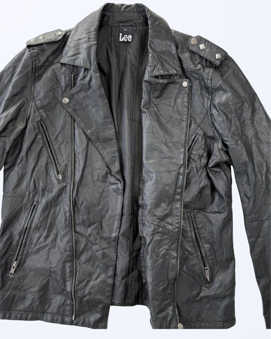 Vintage Lee Lederjacke schwarz Bikerjacke 90s Style Lederjacke Teos Vintage Onlineshop