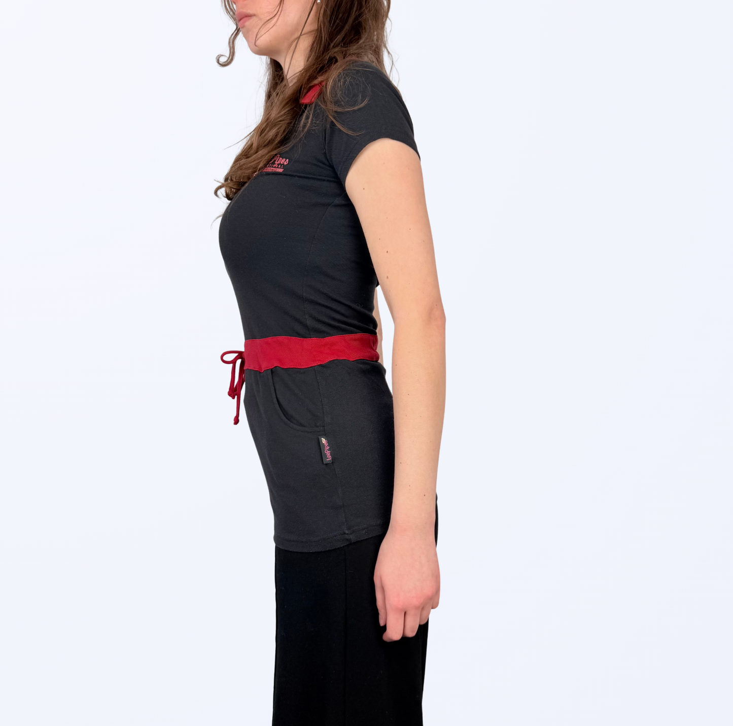 Vintage Lee Pipes Kleid Top schwarz rot sporty