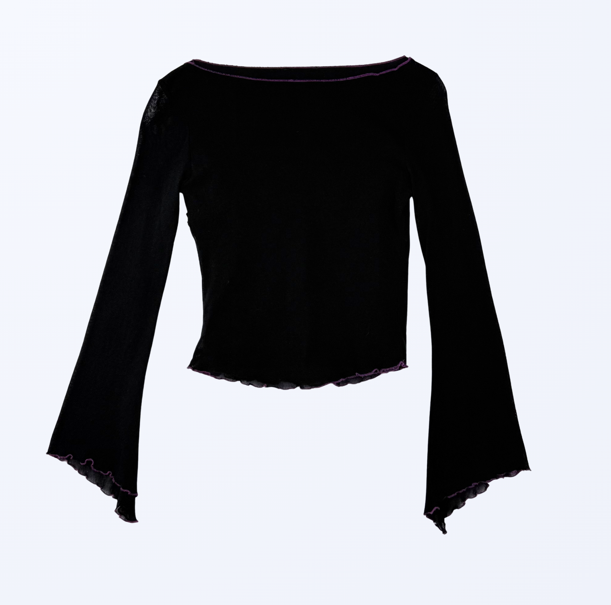 Vintage Longsleeve Trompetenärmel schwarz lila Teos Online shop