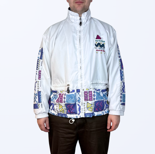 Vintage Odlo Trackjacket crazy pattern weiß Teos Vintage Onlineshop