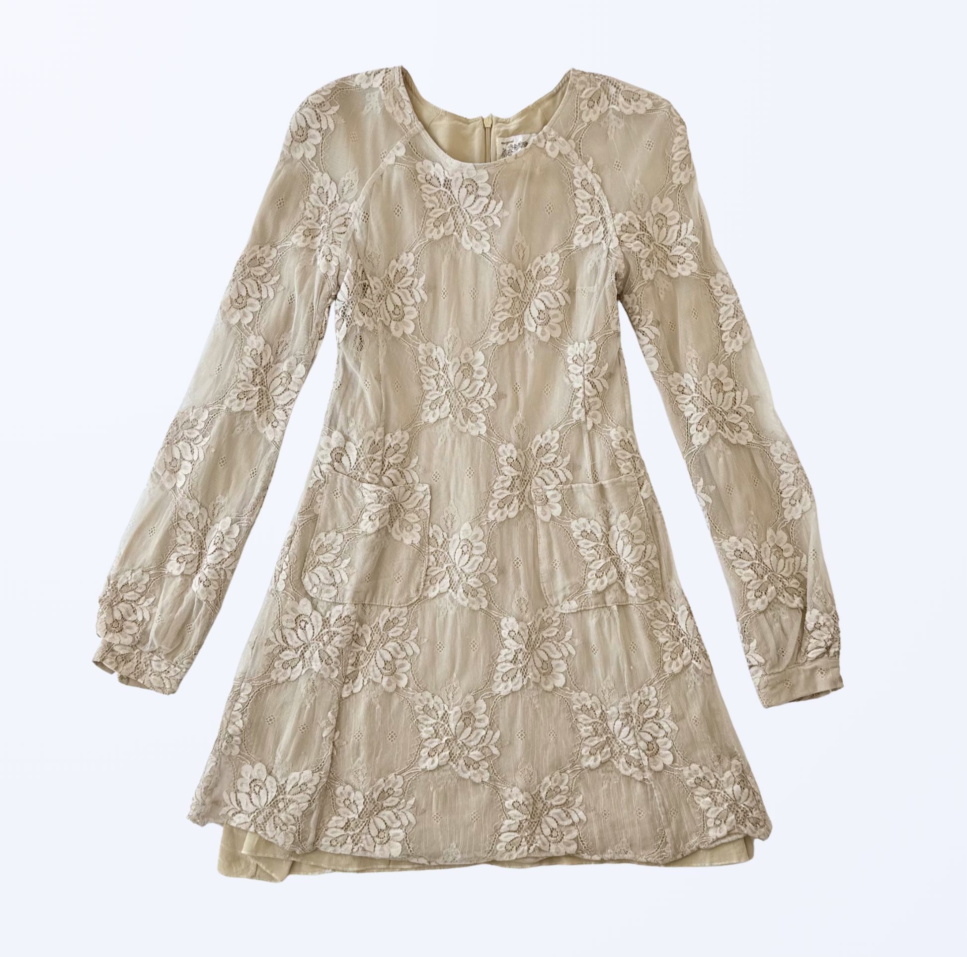 Pink Memories Spitzenkleid Mini beige creme Boho Festival Teos Vintage