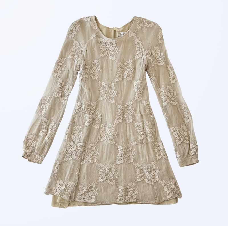 Pink Memories Spitzenkleid Mini beige creme Boho Festival Teos Vintage