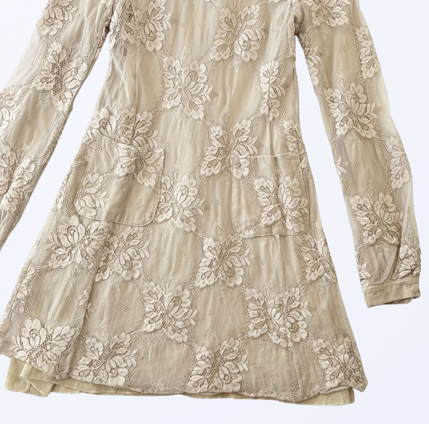 Pink Memories Spitzenkleid Mini beige creme Boho Festival Teos Vintage