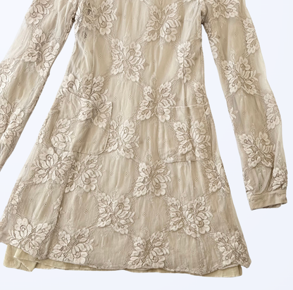 Pink Memories Spitzenkleid Mini beige creme Boho Festival Teos Vintage