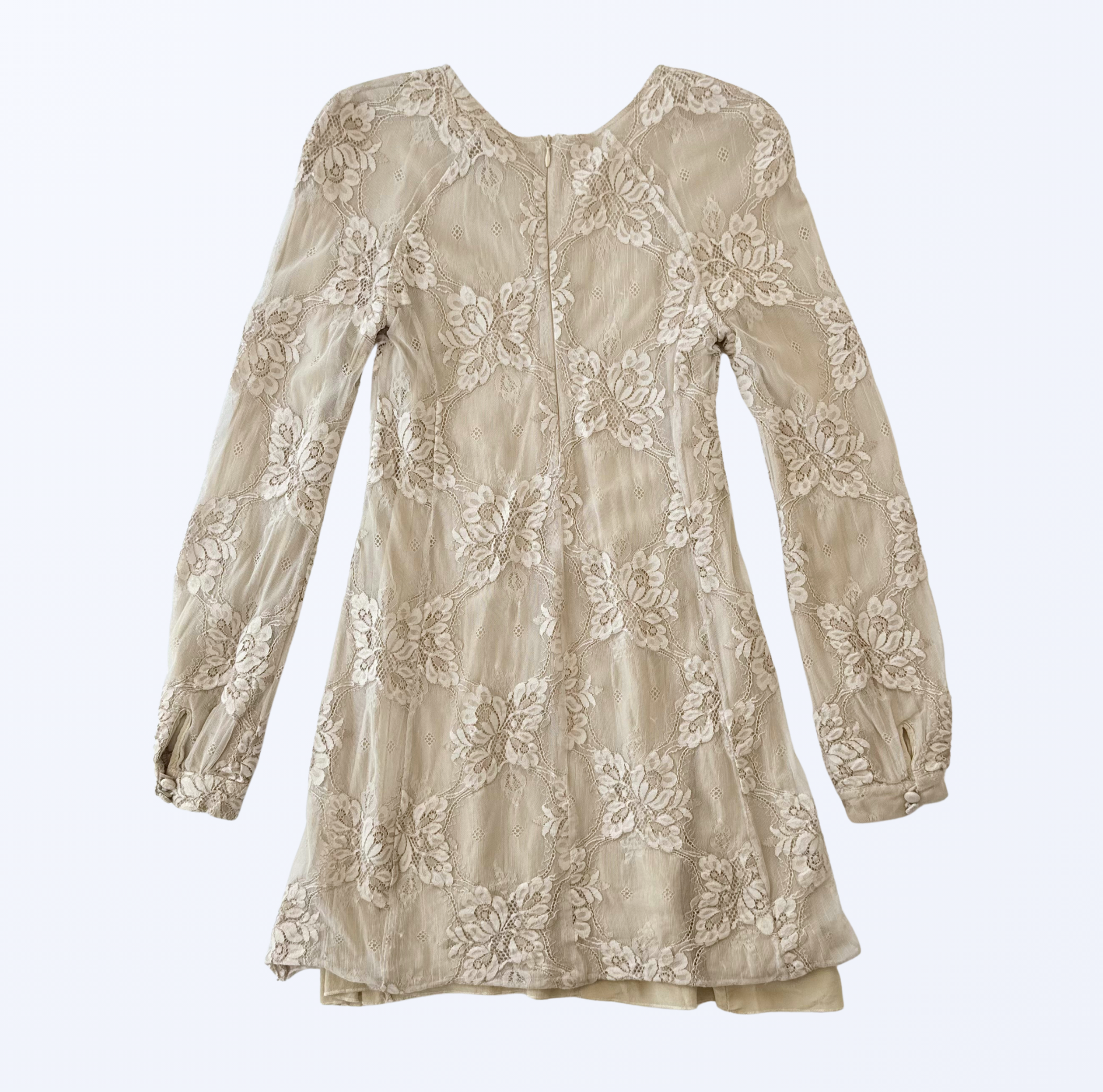 Pink Memories Spitzenkleid Mini beige creme Boho Festival Teos Vintage