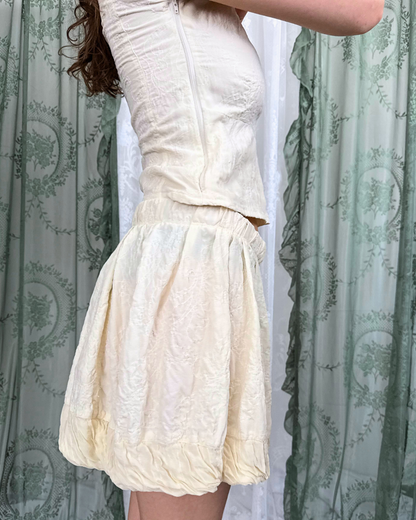 Vintage Praechtig Berlin Set Top & Rock bestickt creme upcycling Set Ballon Minirock Korsagentop besonderes Set