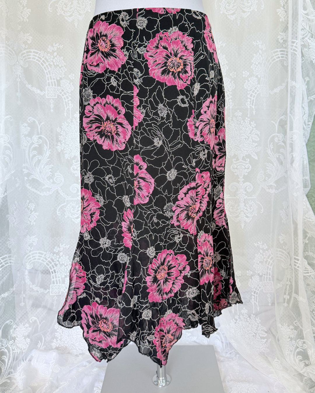 Vintage Raffaella Dareggi Rock Gr. XL asymmetrisch, welliger Saum whimsy whitchy 90s Style