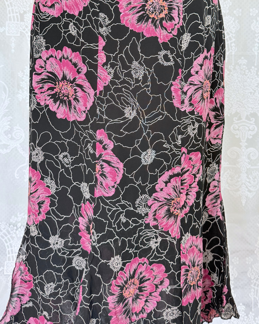 Vintage Raffaella Dareggi Rock Gr. XL asymmetrisch, welliger Saum whimsy whitchy 90s Style
